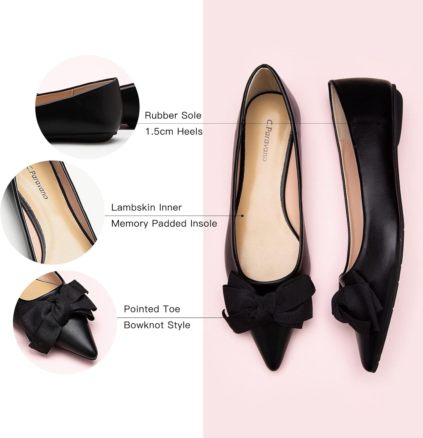 Zapatos Plano Negro Mujer, T.40 Zapatos Plano Negro Mujer, T.40